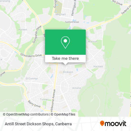 Antill Street Dickson Shops map