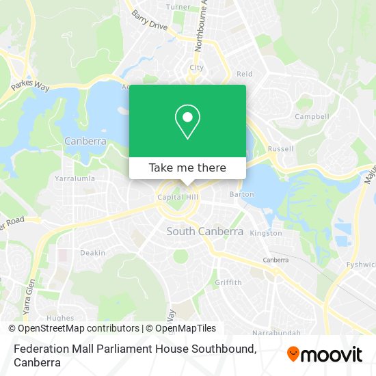 Federation Mall Parliament House Southbound map