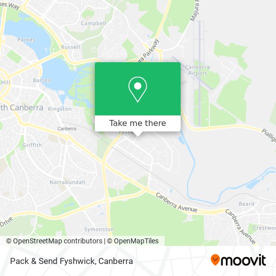 Pack & Send Fyshwick map