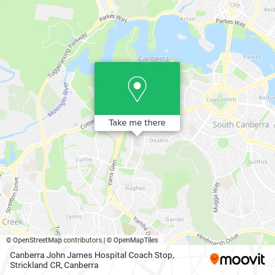 Canberra John James Hospital Coach Stop, Strickland CR map