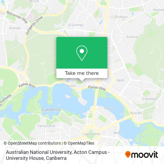 Mapa Australian National University, Acton Campus - University House