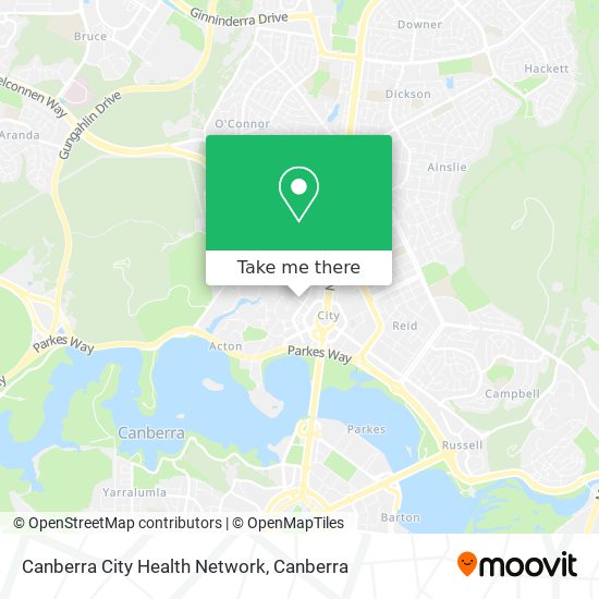 Canberra City Health Network map