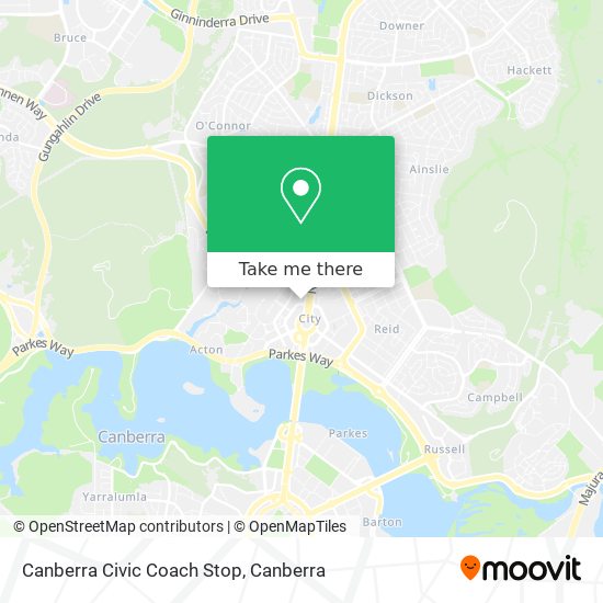 Canberra Civic Coach Stop map