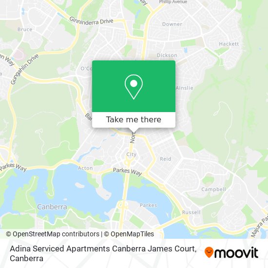 Adina Serviced Apartments Canberra James Court map