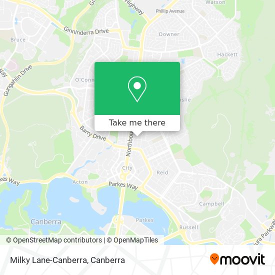 Mapa Milky Lane-Canberra