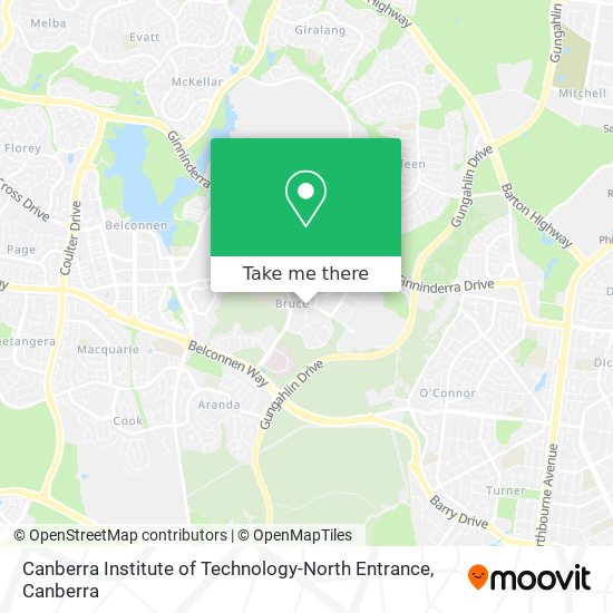 Canberra Institute of Technology-North Entrance map