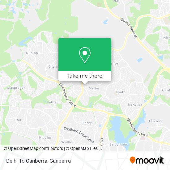 Delhi To Canberra map