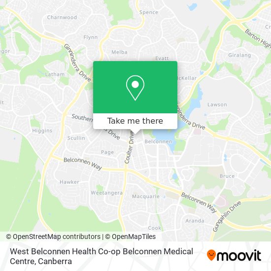 West Belconnen Health Co-op Belconnen Medical Centre map