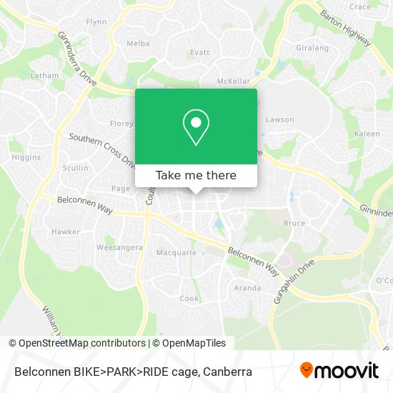 Belconnen BIKE>PARK>RIDE cage map