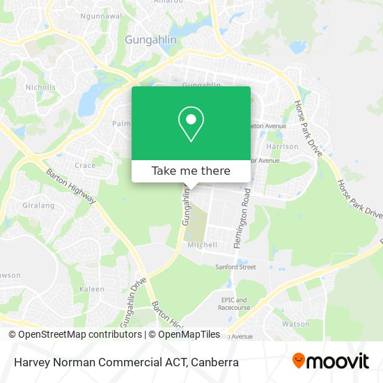Harvey Norman Commercial ACT map