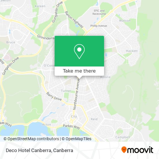 Mapa Deco Hotel Canberra