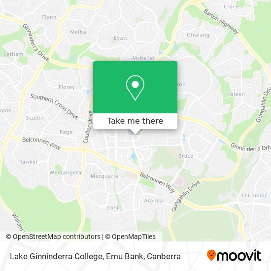 Lake Ginninderra College, Emu Bank map