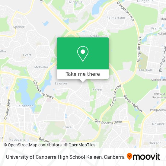 University of Canberra High School Kaleen map