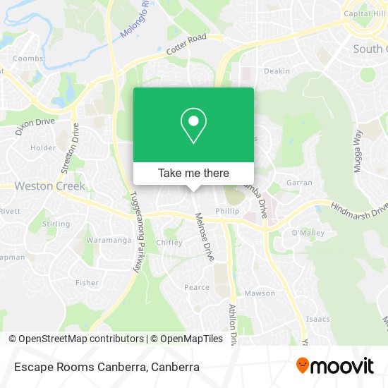 Escape Rooms Canberra map