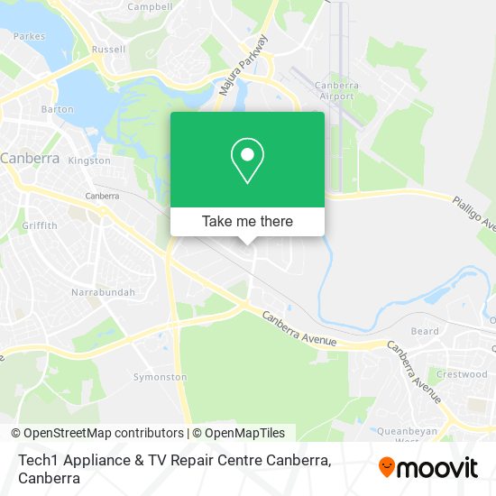 Mapa Tech1 Appliance & TV Repair Centre Canberra