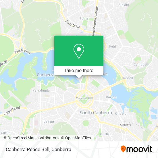 Canberra Peace Bell map