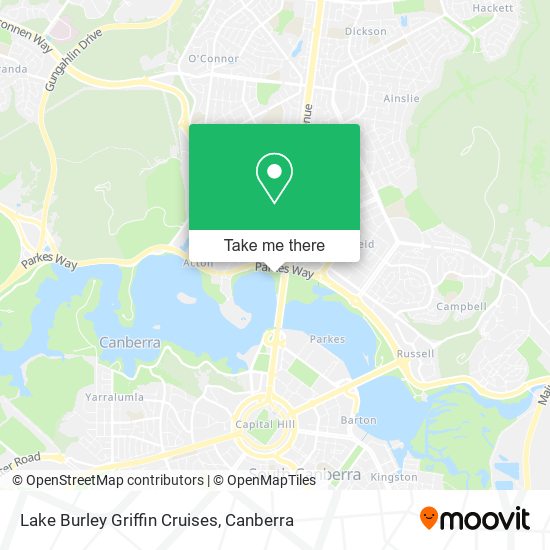 Mapa Lake Burley Griffin Cruises