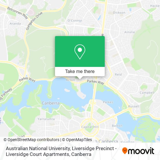 Mapa Australian National University, Liversidge Precinct - Liversidge Court Apartments