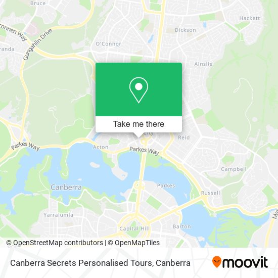Canberra Secrets Personalised Tours map