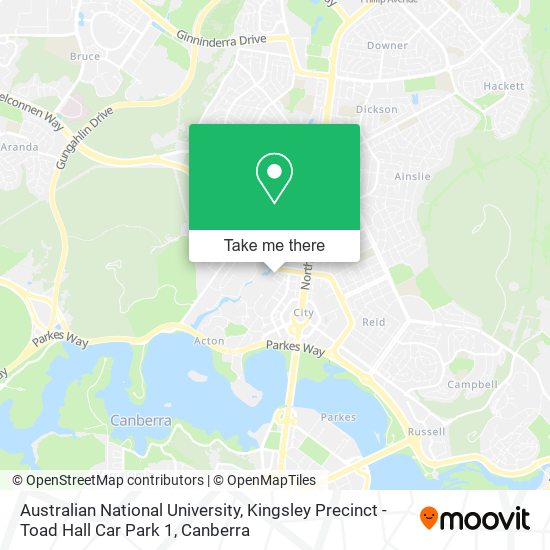 Australian National University, Kingsley Precinct - Toad Hall Car Park 1 map