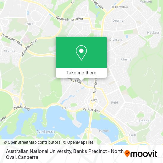 Australian National University, Banks Precinct - North Oval map