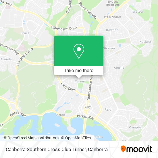 Canberra Southern Cross Club Turner map