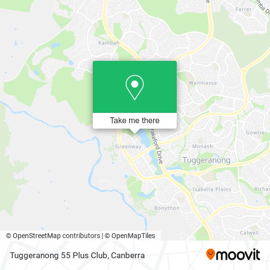 Tuggeranong 55 Plus Club map