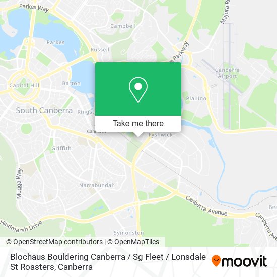 Mapa Blochaus Bouldering Canberra / Sg Fleet / Lonsdale St Roasters