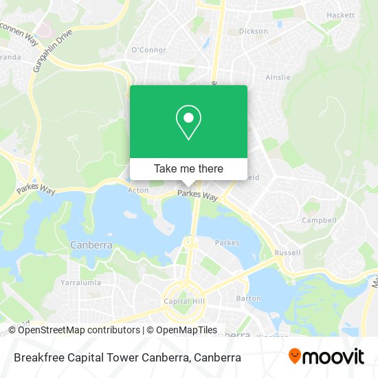 Breakfree Capital Tower Canberra map