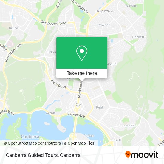 Canberra Guided Tours map