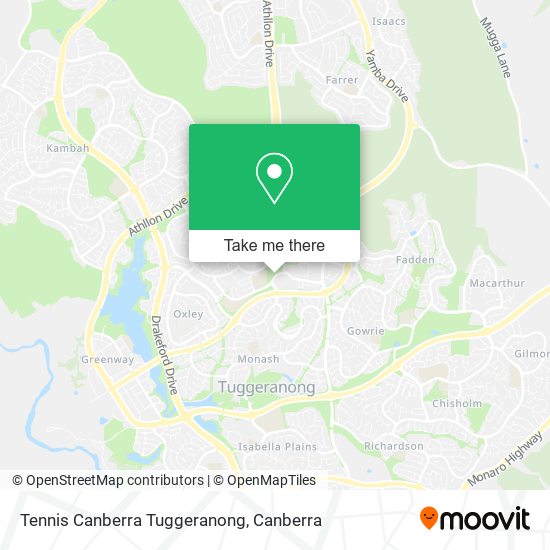 Tennis Canberra Tuggeranong map