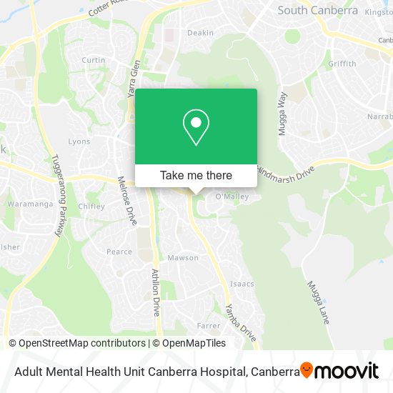 Adult Mental Health Unit Canberra Hospital map