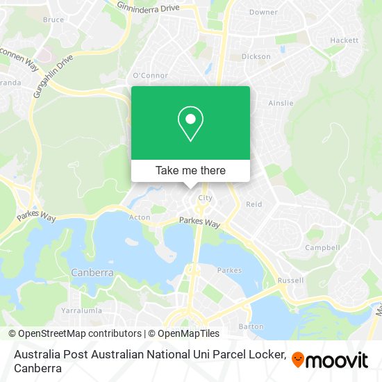 Australia Post Australian National Uni Parcel Locker map