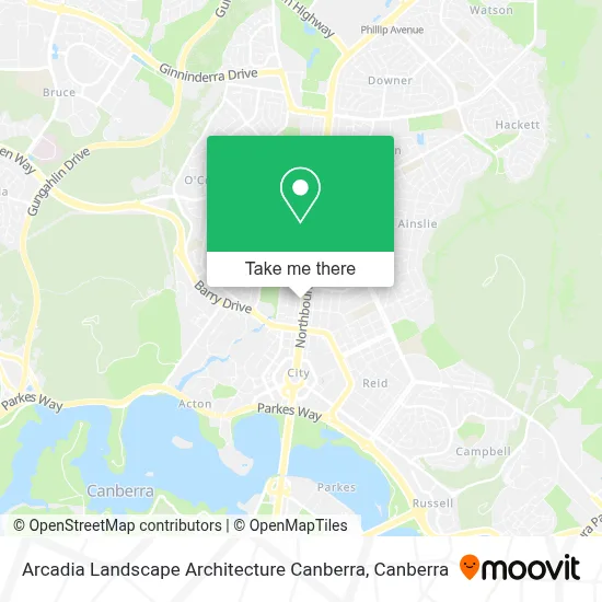 Mapa Arcadia Landscape Architecture Canberra