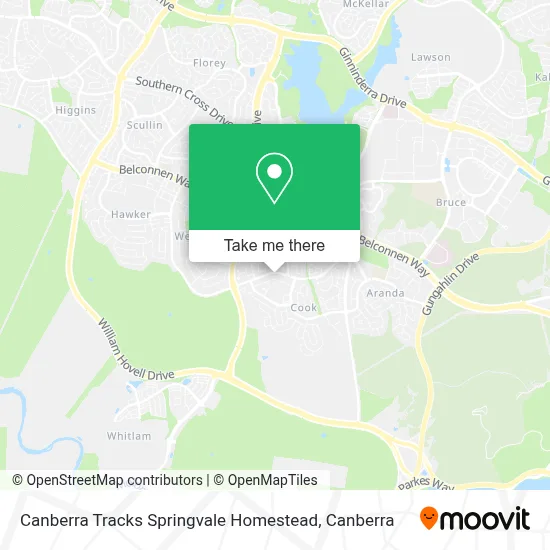 Mapa Canberra Tracks Springvale Homestead