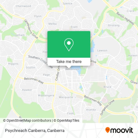 Mapa Psychreach Canberra