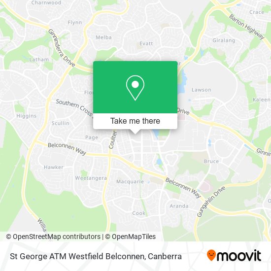 St George ATM Westfield Belconnen map