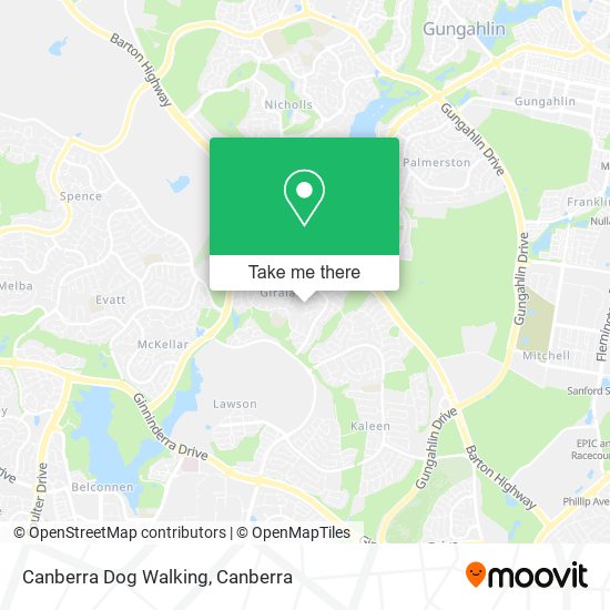 Canberra Dog Walking map