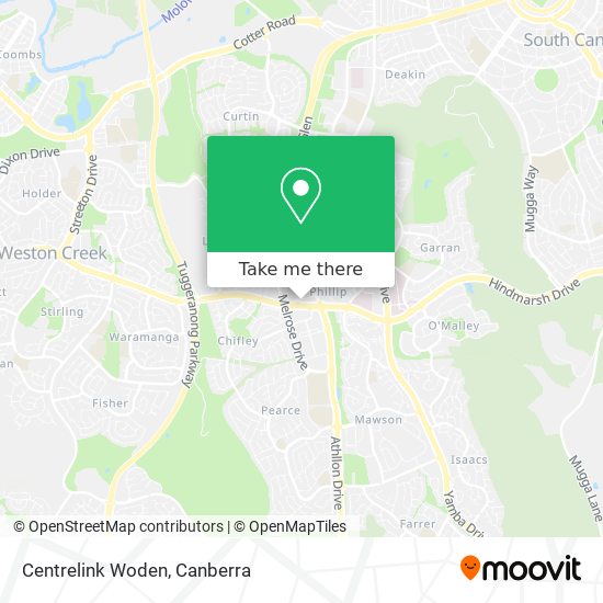 Centrelink Woden map