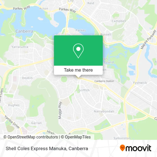 Mapa Shell Coles Express Manuka