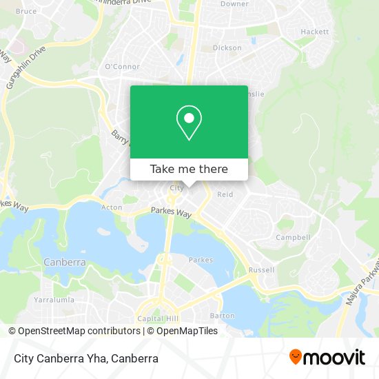 Mapa City Canberra Yha