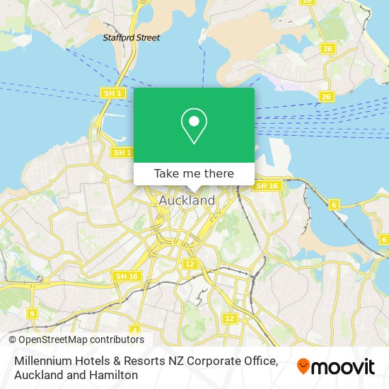 Millennium Hotels & Resorts NZ Corporate Office map