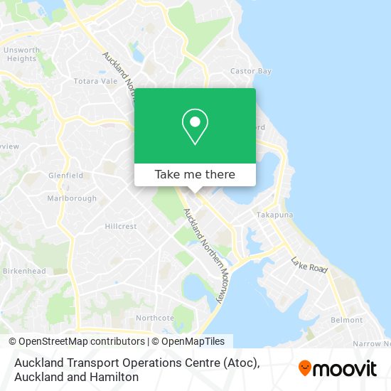 Auckland Transport Operations Centre (Atoc) map