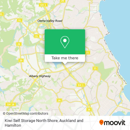 Kiwi Self Storage North Shore map