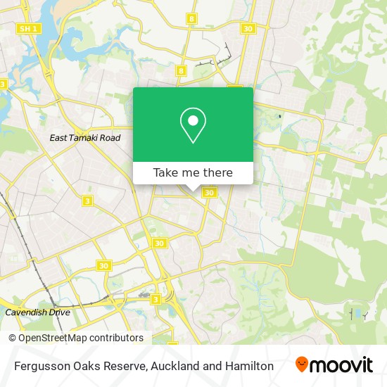 Fergusson Oaks Reserve map