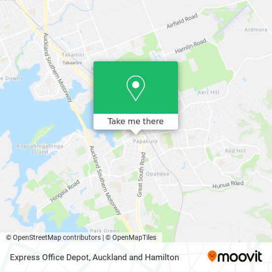 How to get to Express Office Depot in Papakura Central by Bus or Train?