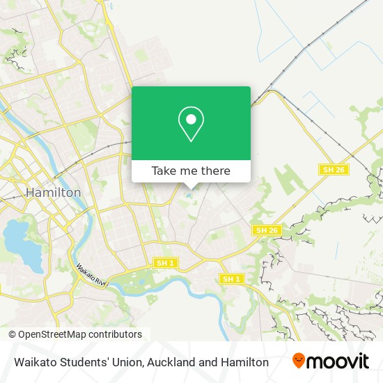 Waikato Students' Union map