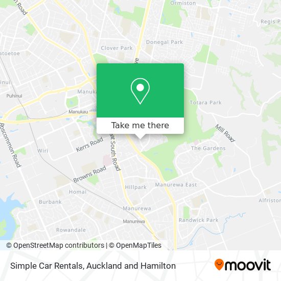 Simple Car Rentals map