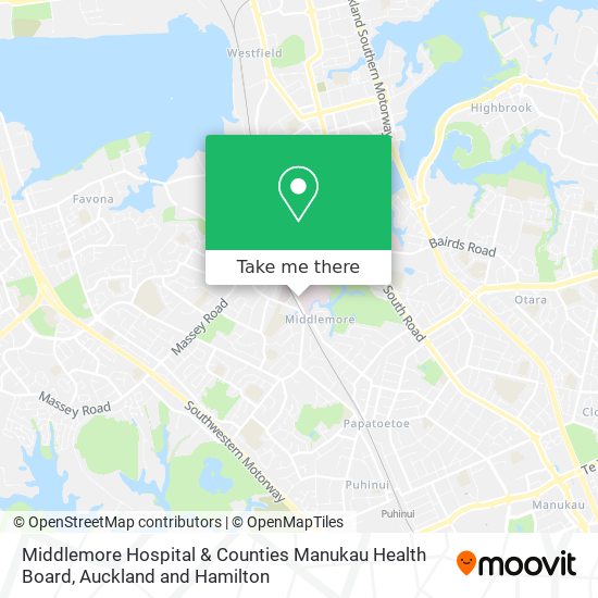 Middlemore Hospital & Counties Manukau Health Board map