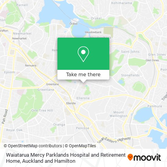 Waiatarua Mercy Parklands Hospital and Retirement Home map